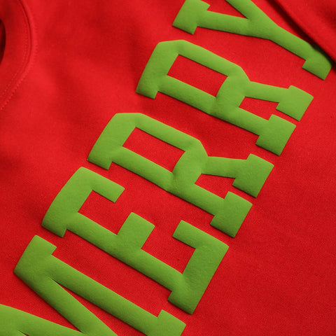 MERRY Puff Raised Letter Heavyweight Sweatshirt: WHITE