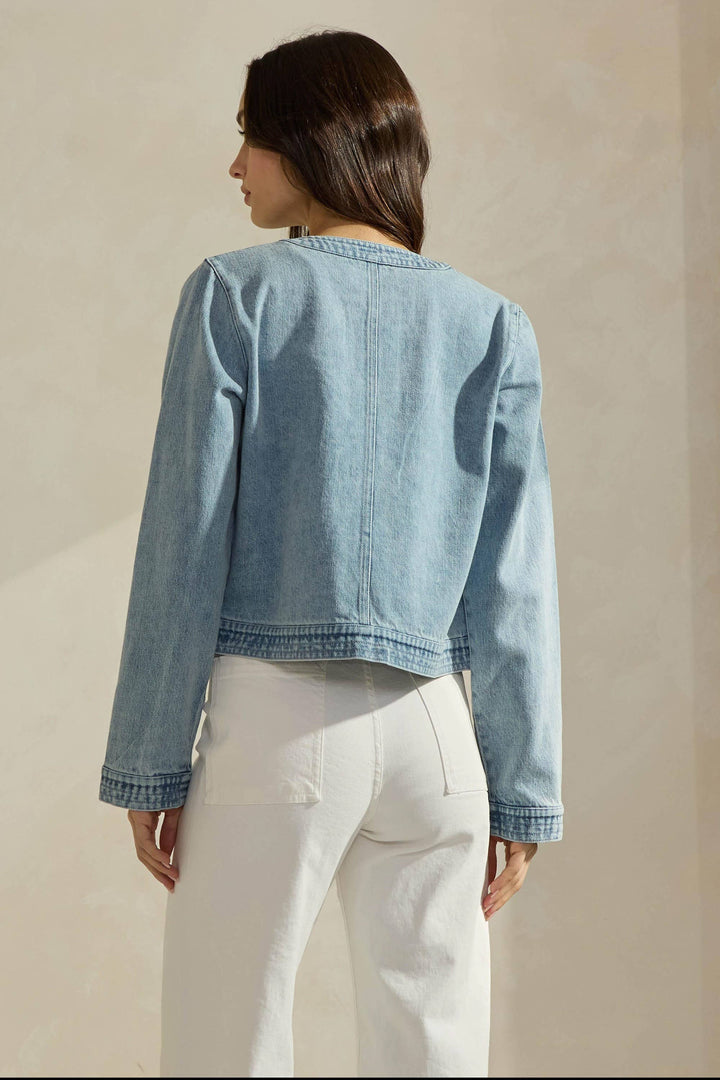 Able-Light Color Denim Jacket-Pink Dot Styles