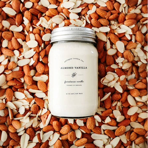 Almond Vanilla - Soy Wax Candle: 1 mason jar (16 oz)