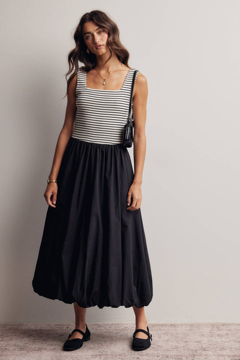 Mixed Media Bubble Midi Dress