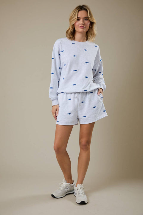 Fish Embroidered Sweatshirt