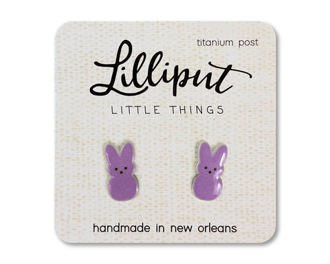 Lilliput Little Things-Marshmallow Easter Bunny Earrings: Pink-Pink Dot Styles