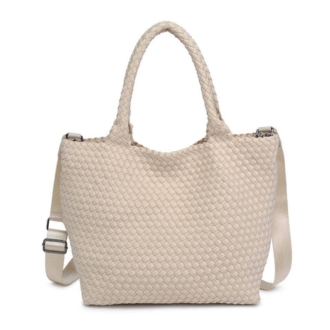 Sky's The Limit Medium Woven Neoprene Tote: Cream