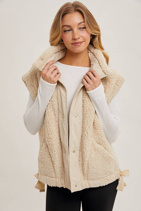 Fleece Sherpa Mock Neck Vest