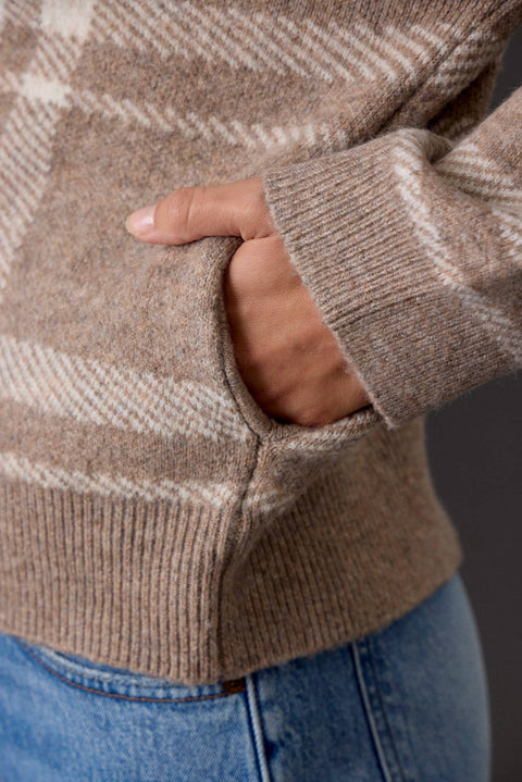 Plaid Sweater Jacket: Mushroom