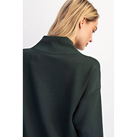 Modal Scuba Luxe 3/4 Zip Top: Regency Green