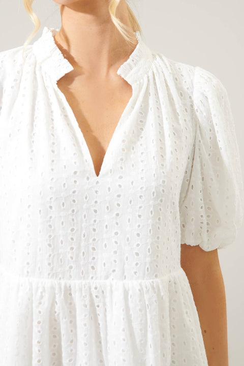 Sugarlips-Jacey Babydoll Eyelet Mini Dress (Final Sale)-Pink Dot Styles