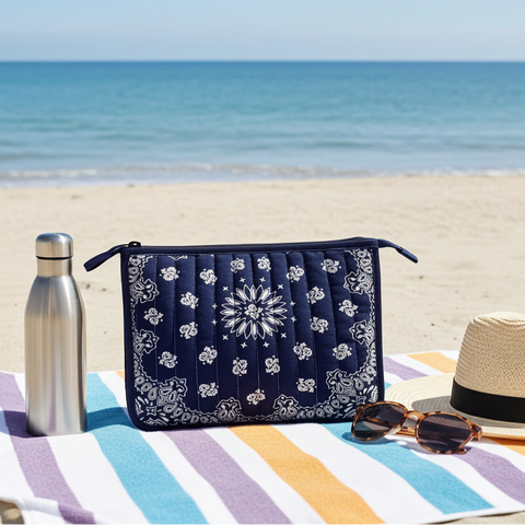 Beau Navy Bandana Pouch