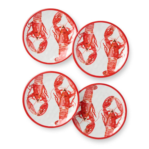 Beach House Lobster Set of 4 6in Canape Plates
