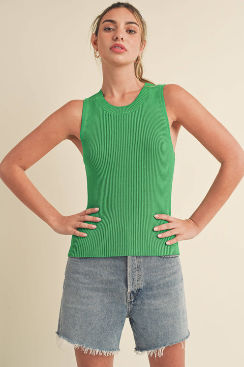Jadine Knit Tank: Green