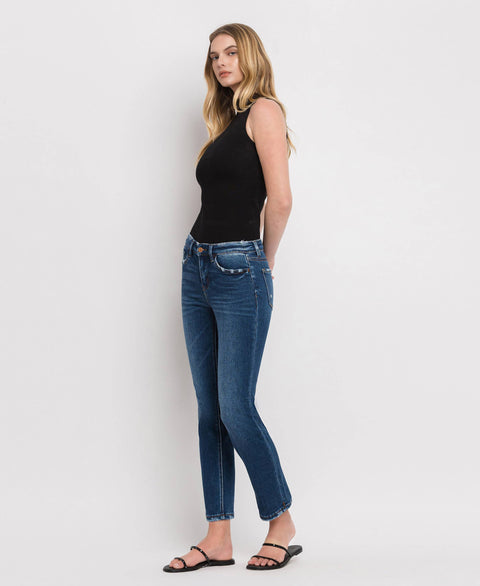 FLYING MONKEY-Straight Ankle Slim Jeans-Pink Dot Styles