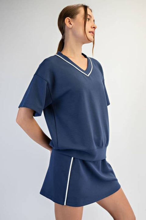 Modal Scuba Navy Short Sleeve Top