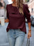 Wine Quilted Ruffle Trim Top-Apparel > Womens > Tops > Shirts-Pink Dot Styles