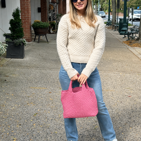 Lilly Lt. Pink | Woven Neoprene Tote