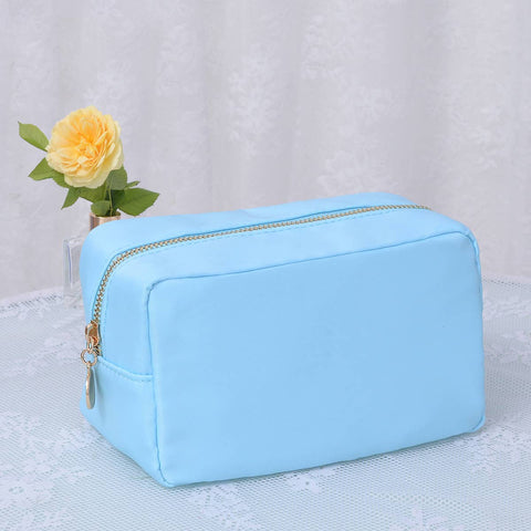 Emma Round Zippered Nylon Cosmetic Pouch Bag