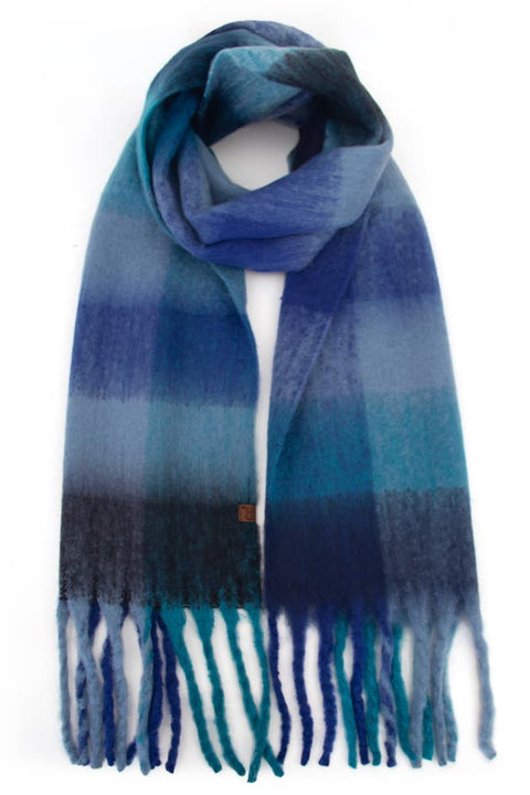 C.C Multi Color Block Plaid Check Pattern Woven Winter Scarf