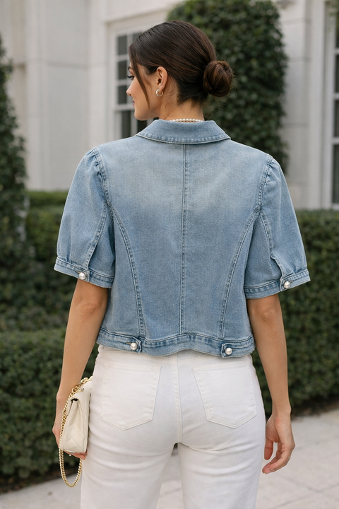 Light Wash Short Sleeve Denim Jacket