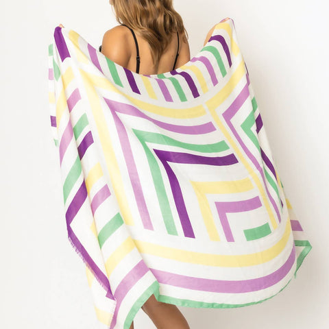 Fashion City-Abstract Geometric Print Scarf: NVY / ONE SIZE-Pink Dot Styles