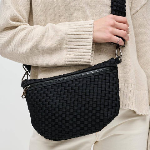 Ethereal - Woven Neoprene Crossbody: Black Nude