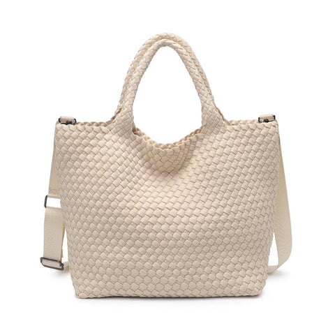 Sky's The Limit Medium Woven Neoprene Tote: Cream