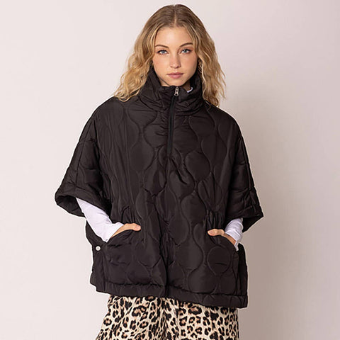 Quilted Puffer Pullover Poncho