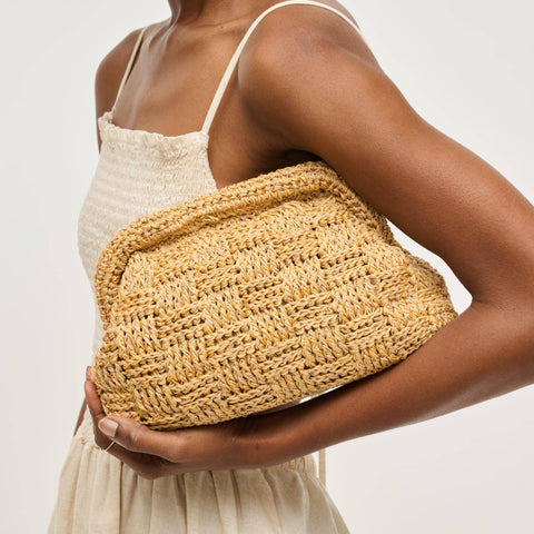 Urban Expressions-Annie Woven Clutch-Pink Dot Styles