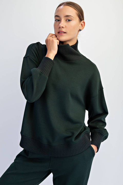 Modal Scuba Mock Neck Pullover: Regency Green