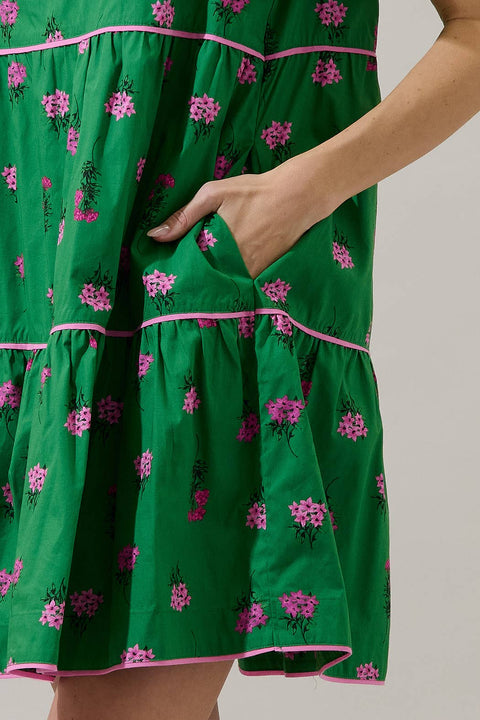 Sugarlips-Candace Tiered Mini Dress Vivy Floral:-Pink Dot Styles