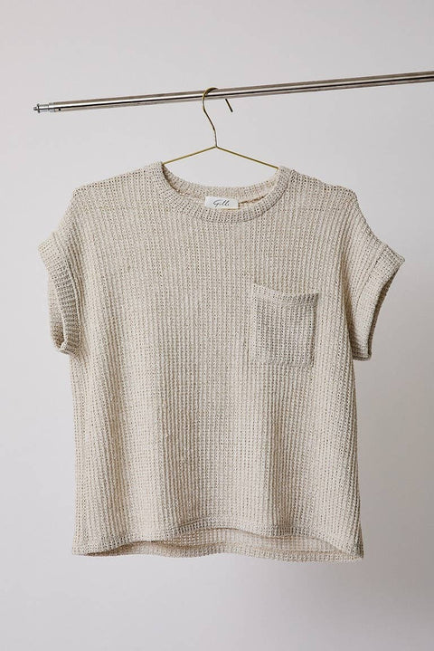 Knit Crew Neck Short Sleeve Sweater