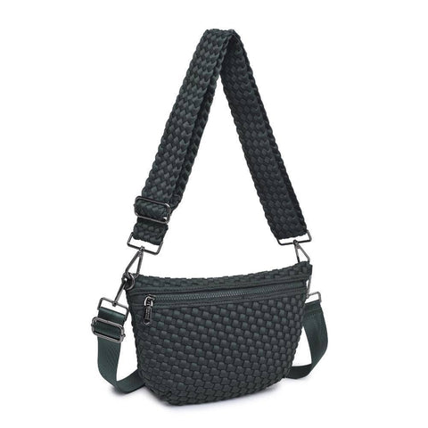 Sol and Selene-Ethereal - Woven Neoprene Crossbody: Olive-Pink Dot Styles