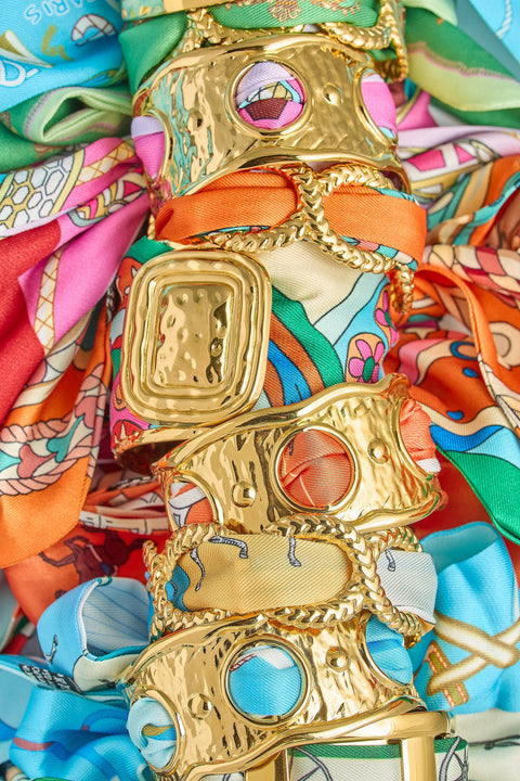 Lisi Lerch-Large Gold Scarf Cuff - Evie - WS: Pink Multi-Pink Dot Styles
