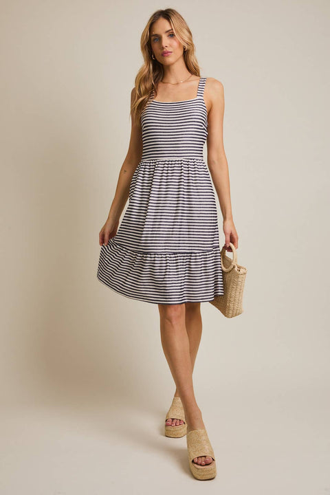 GILLI-Classic Navy & White Stripe Dress-Pink Dot Styles