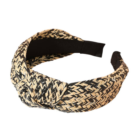 Raffia Weave Knot Headband: FUCHSIA