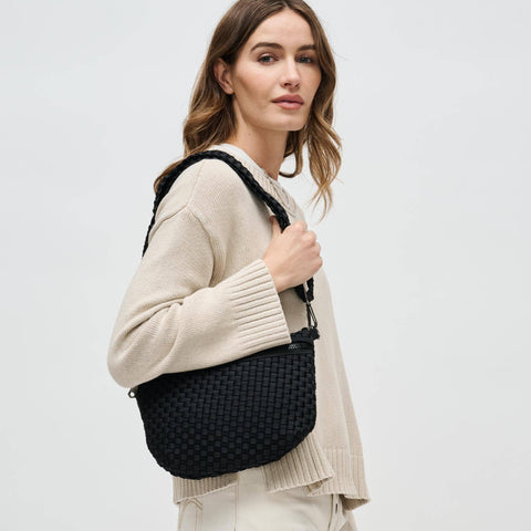 Ethereal - Woven Neoprene Crossbody: Black Nude