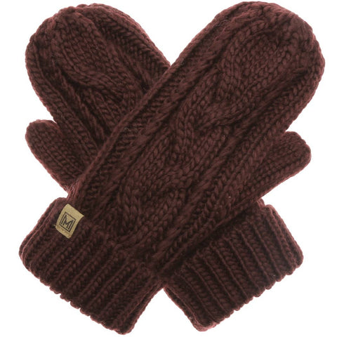 Fashion City-Cable Knit Mittens Fleece Lined-Pink Dot Styles