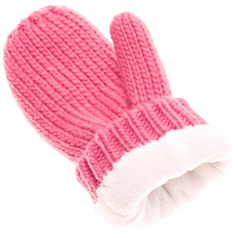 Fashion City-Cable Knit Mittens Fleece Lined-Pink Dot Styles