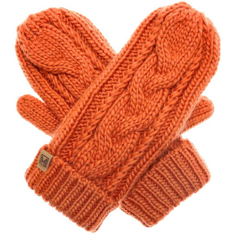Fashion City-Cable Knit Mittens Fleece Lined-Pink Dot Styles