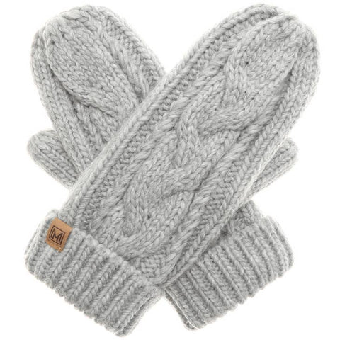 Fashion City-Cable Knit Mittens Fleece Lined-Pink Dot Styles