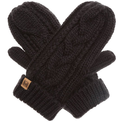 Fashion City-Cable Knit Mittens Fleece Lined-Pink Dot Styles