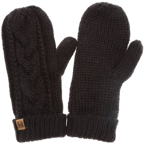 Fashion City-Cable Knit Mittens Fleece Lined-Pink Dot Styles