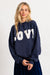 "LOVE" LOOSE FIT CREW NECK PULLOVER-Apparel > Womens > Tops > Sweaters-Pink Dot Styles