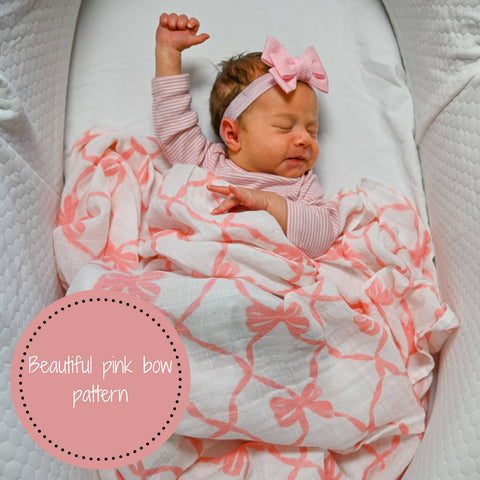 LollyBanks-Beautiful Bows Baby Swaddle Blanket-Pink Dot Styles