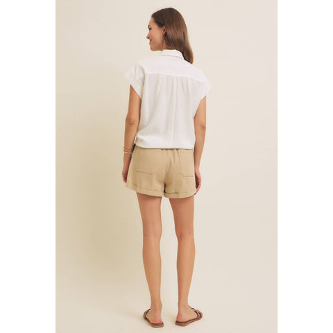 in february-Mineral Washed Cotton Gauze Top-Pink Dot Styles