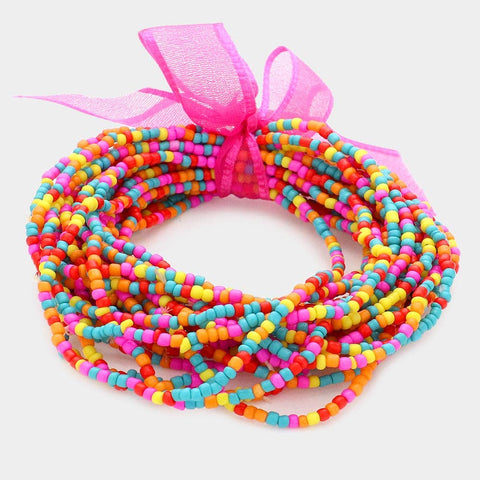 25PCS - Seed Beaded Stretch Bracelets
: Yellow