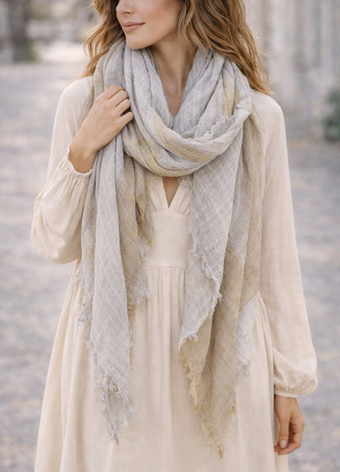 JC Sunny Fashion-JC021038 Textured Gauze Scarf Shawl – Soft Washed Colorblock Wrap with Subtle Distressed Dye & Raw Fringe Edges: Green-Pink Dot Styles