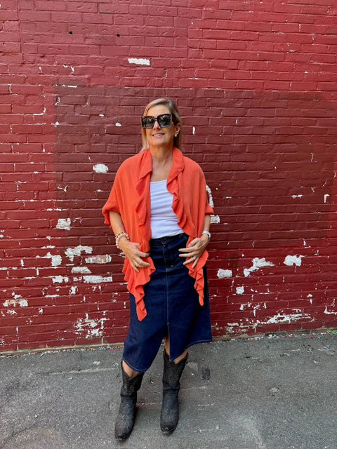 Ava Cotton Ruffle Wrap – Orange