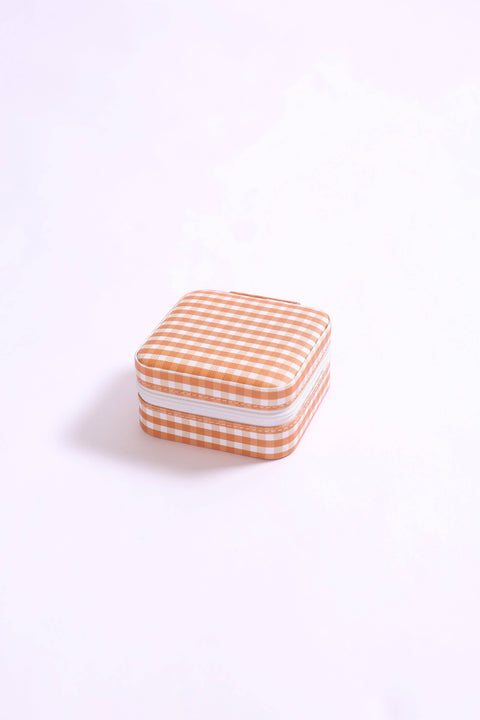 Gingham Travel Jewelry Case - Mother's Day 2026: Light Blue