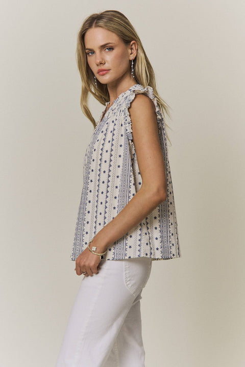 Boho Ruffle Cap Sleeve Top