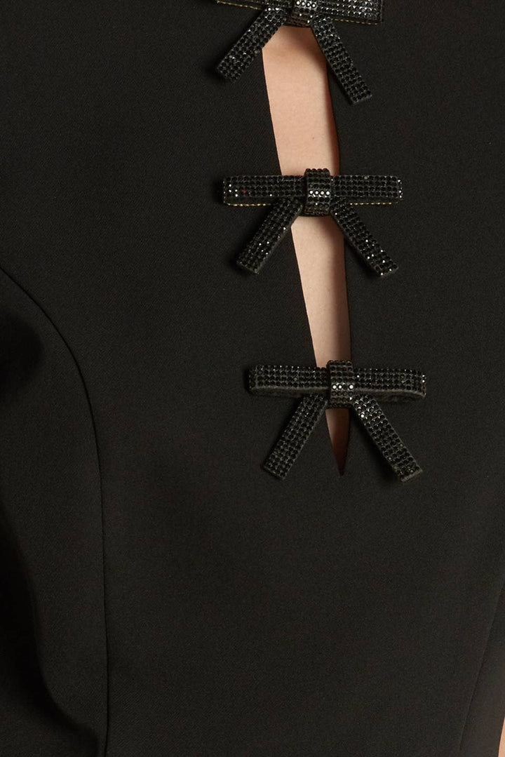 FLYING TOMATO-Black Midi Dress with Bow Details (Final Sale)-Pink Dot Styles