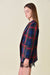 PREPPY HOLIDAY TWEED PADDED SHOULDER PLAID BLAZER-OI5782FO: LARGE / RED/NAVY MULTI-Pink Dot Styles